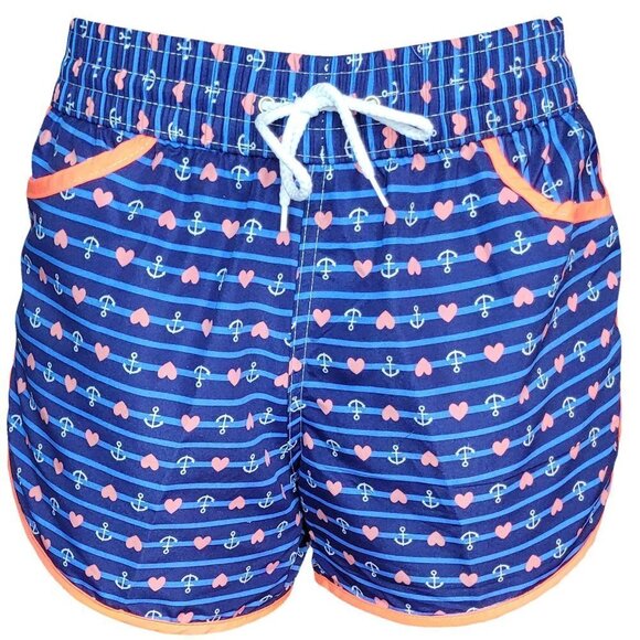 Women Swim Trunks, Beach Shorts, Ladies Swimwear Briefs w/ Pockets. Pink Palms - Picture 2 of 5